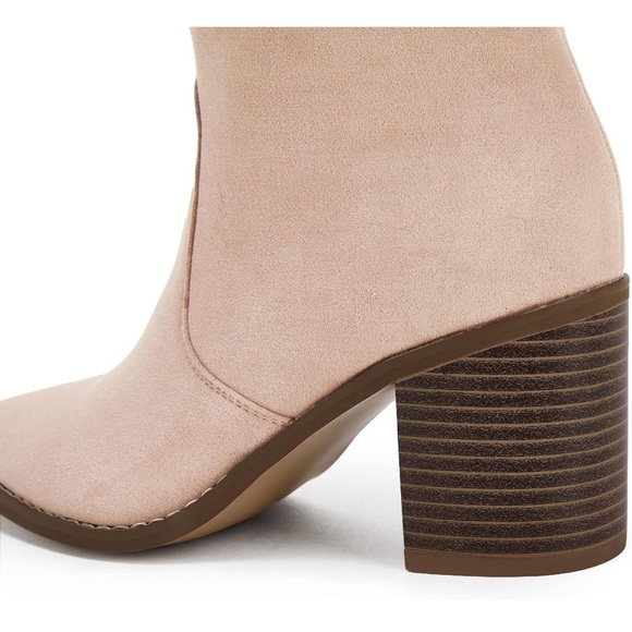 Huiyuzhi Womens Pointed Toe Mid Chunky Heel Knee High Boots - Picture 3 of 4